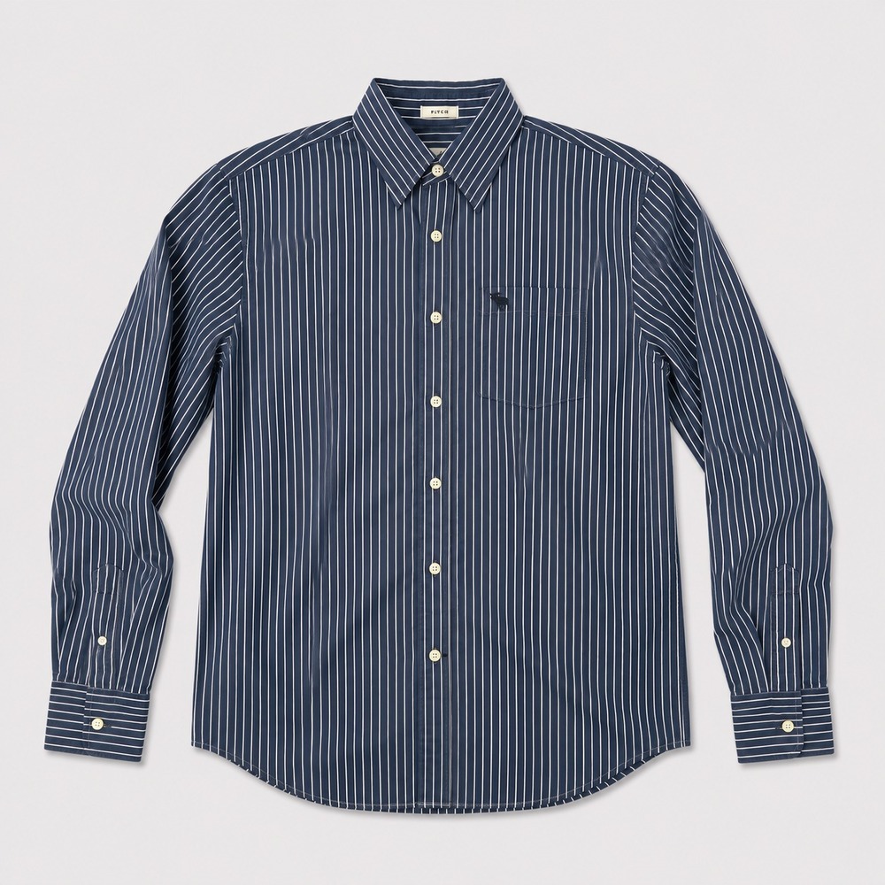 Abercrombie Mens XL Blue Striped Button Up Shirt Muscle Fit Long Sleeve